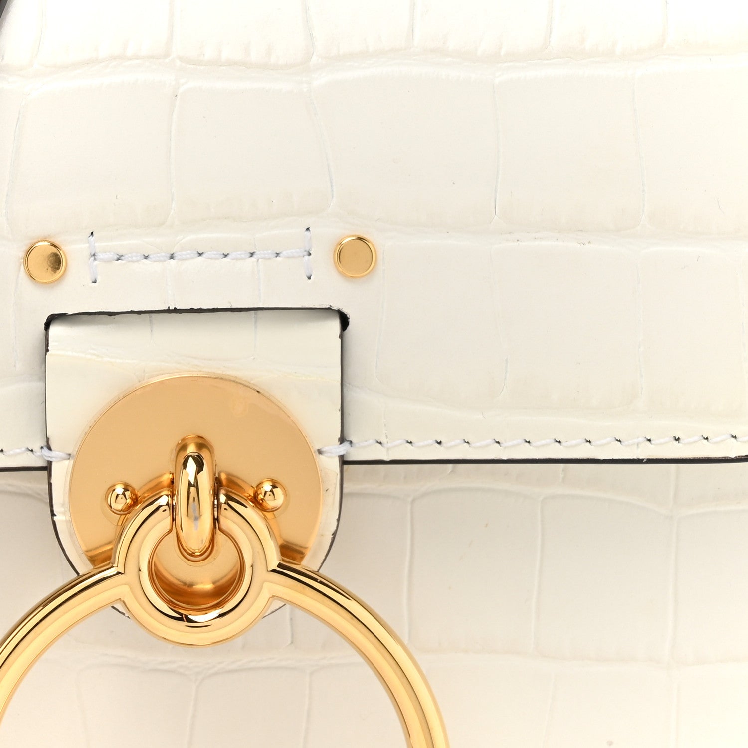 Chloe Calfskin Crocodile Embossed Small Tess Bag Brilliant White 7 of 12