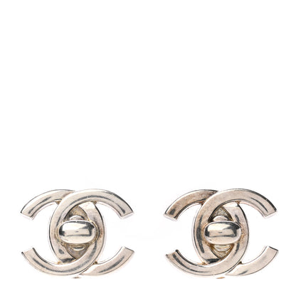 Chanel CC Turnlock Clip On Earrings Silver 1 of 4