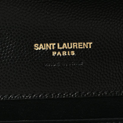 Saint Laurent Grain De Poudre Matelasse Chevron Monogram Envelope Clutch Black 7 of 8