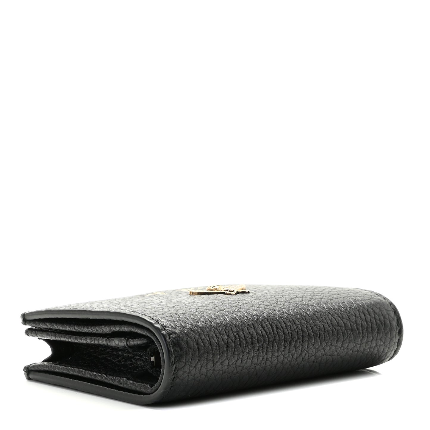 Pebbled Calfskin Animalier Card Case Black