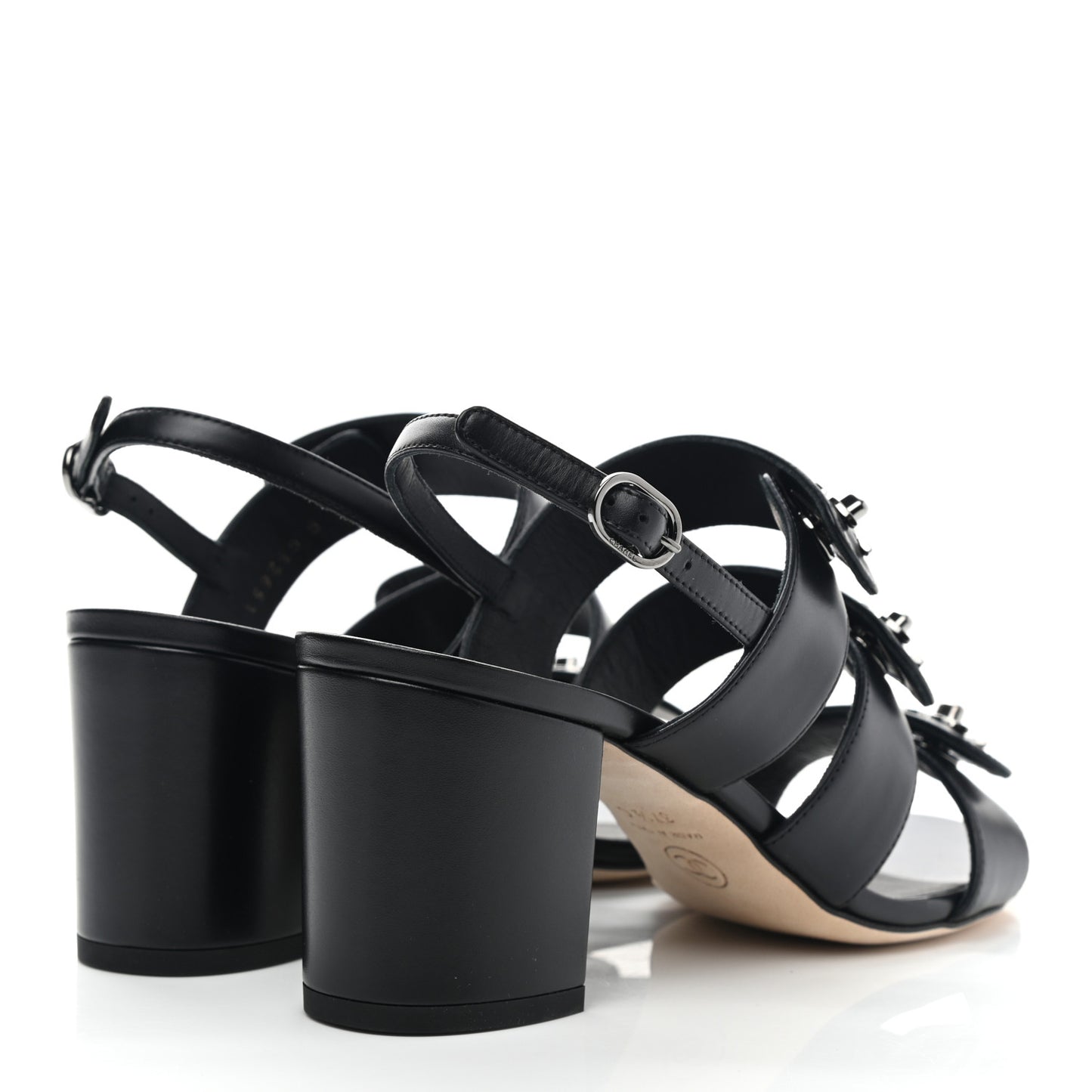 Calfskin CC Turnlock Sandals 37.5 Black