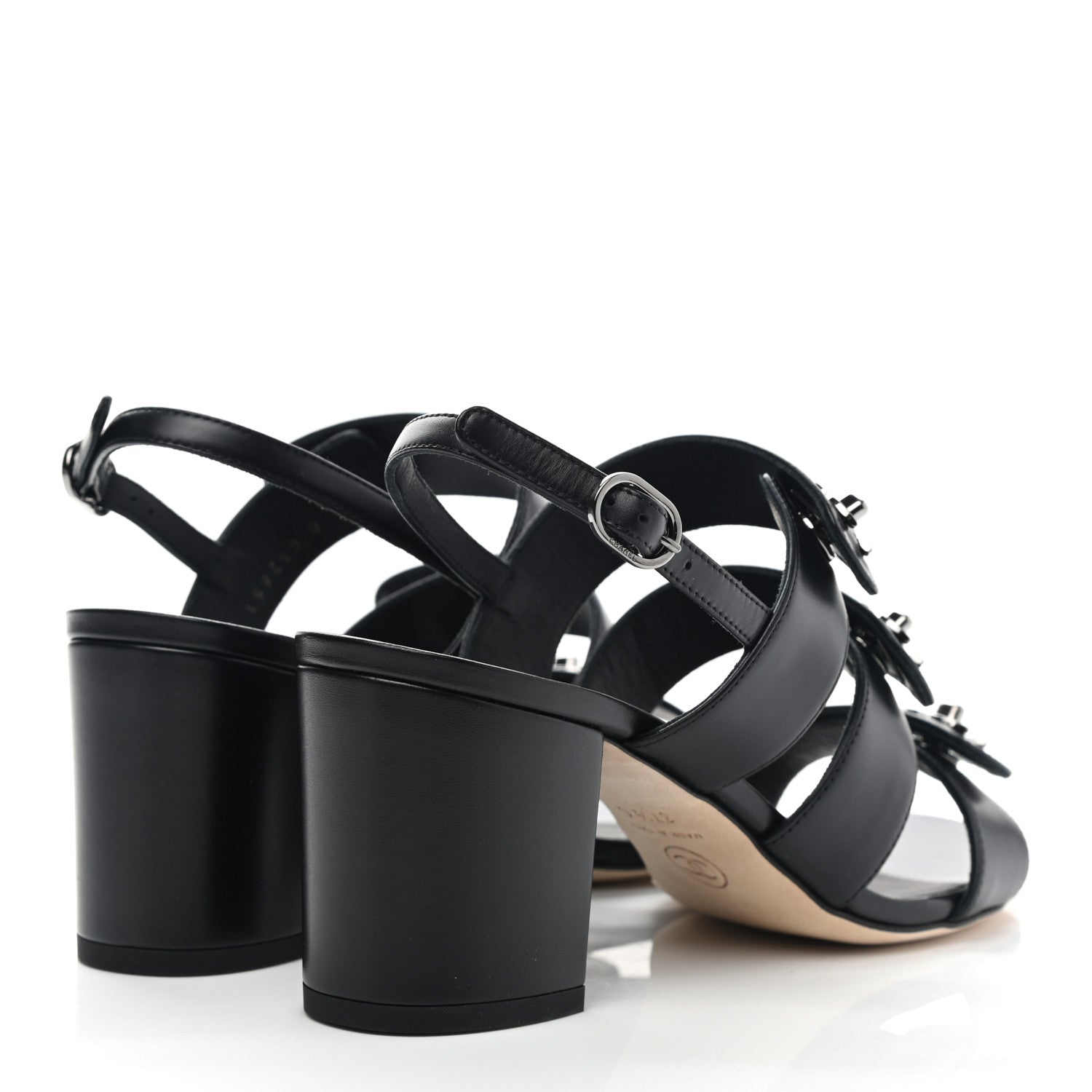 Chanel Calfskin CC Turnlock Sandals 37.5 Black 4 of 10