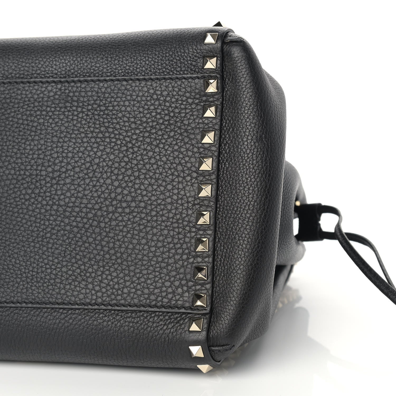 Valentino Garavani Grained Calfskin Rockstud Double Handle Cinch Tote Black 7 of 7