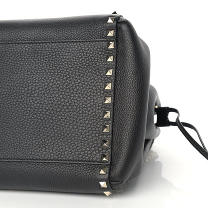 Valentino Garavani Grained Calfskin Rockstud Double Handle Cinch Tote Black 7 of 7