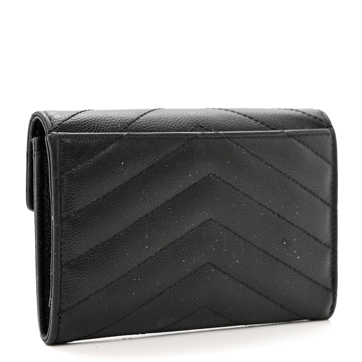 Grain De Poudre Matelasse Chevron Small Monogram Envelope Wallet Black