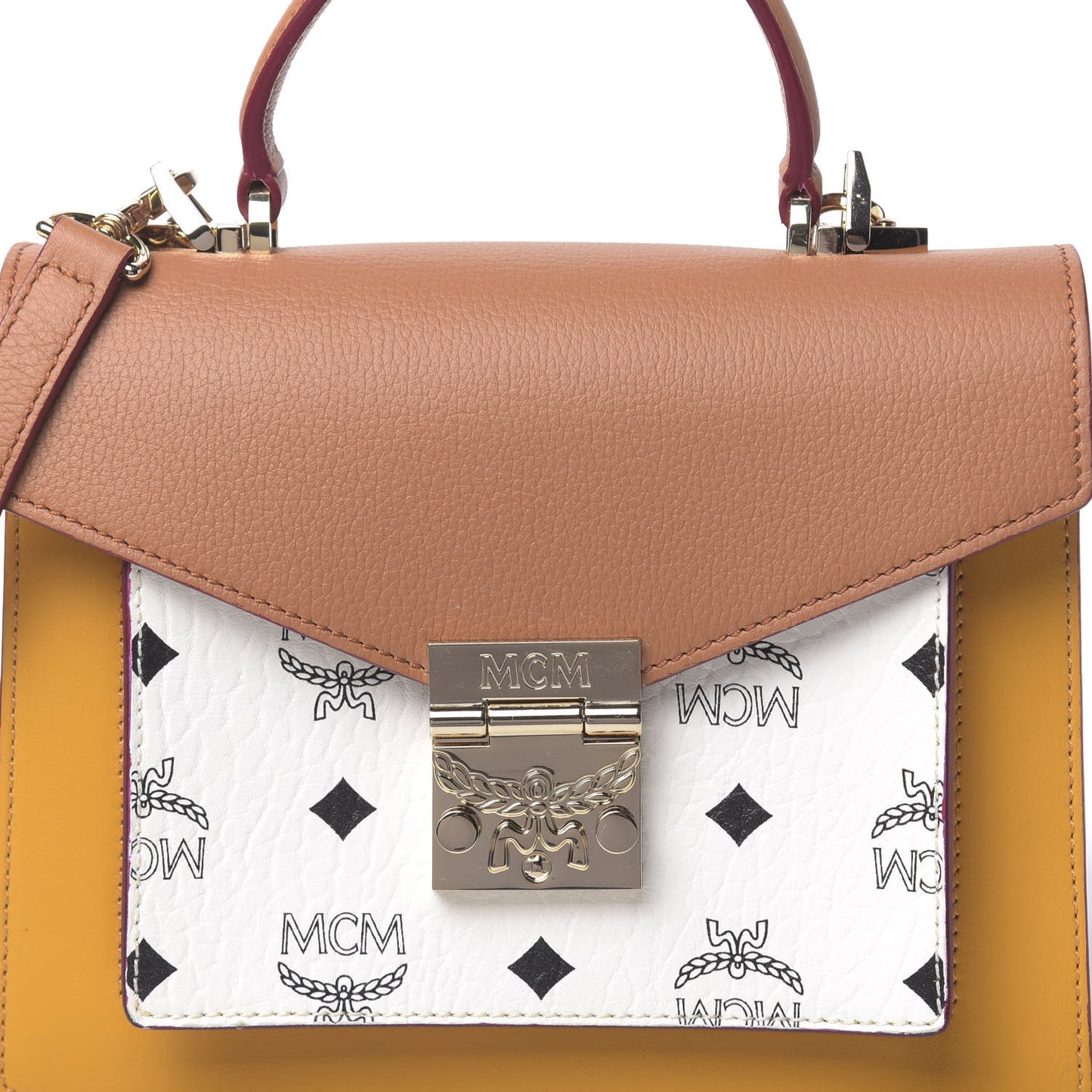 Visetos Small Patricia Satchel Cognac White