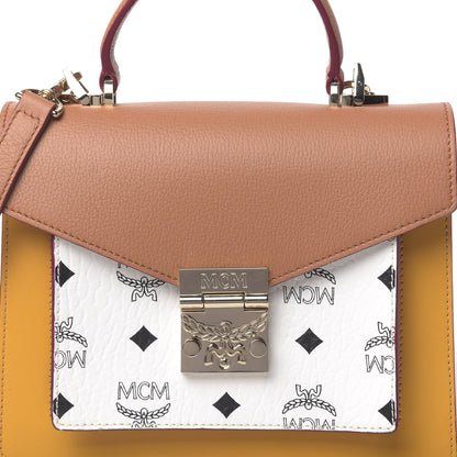 MCM Visetos Small Patricia Satchel Cognac White 8 of 10