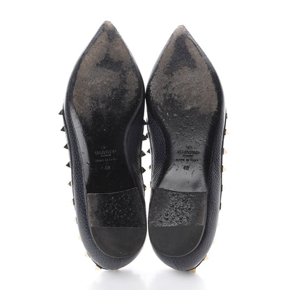 Valentino Garavani Pebbled Calfskin Rockstud Ballerina Flats 40 Deep Denim 7 of 7