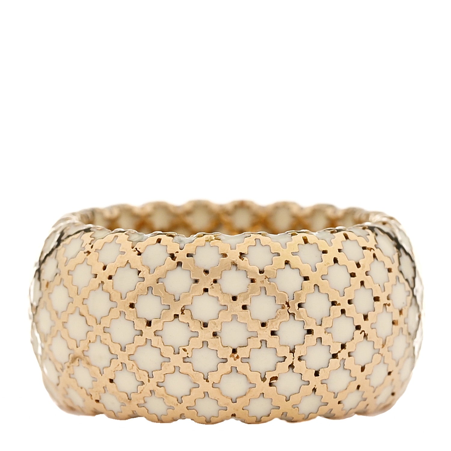 Gucci 18K Yellow Gold Enamel Diamantissima Ring 48 4.5 White 1 of 6