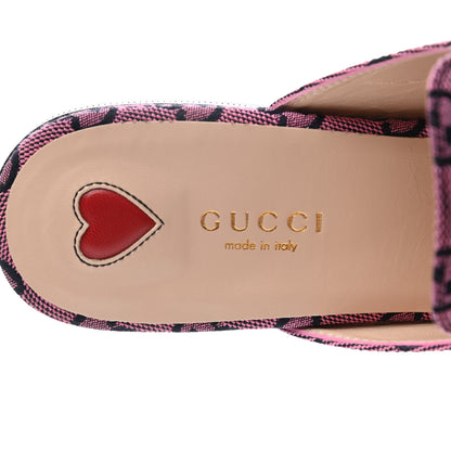 Gucci Canvas GG Monogram Horsebit Womens Princetown Slippers 37.5 Pink Blue 6 of 7