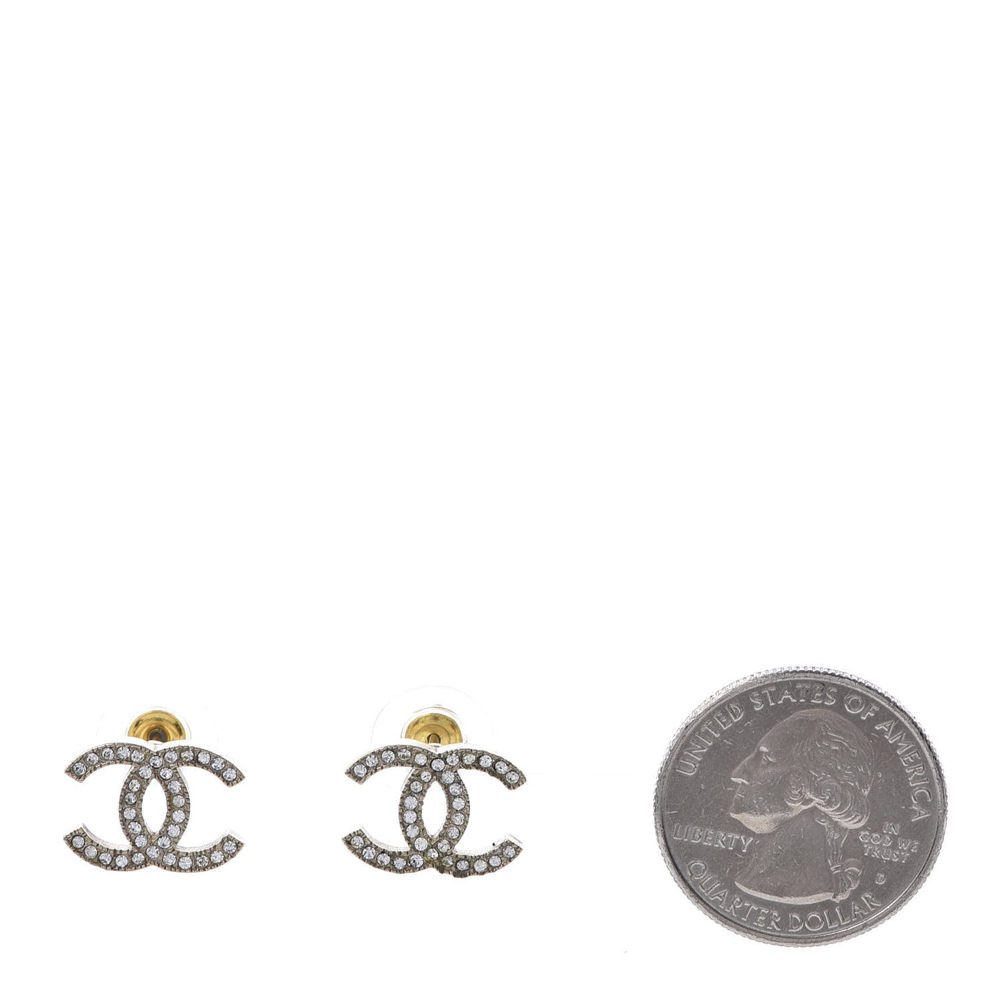 Crystal CC Earrings Light Gold