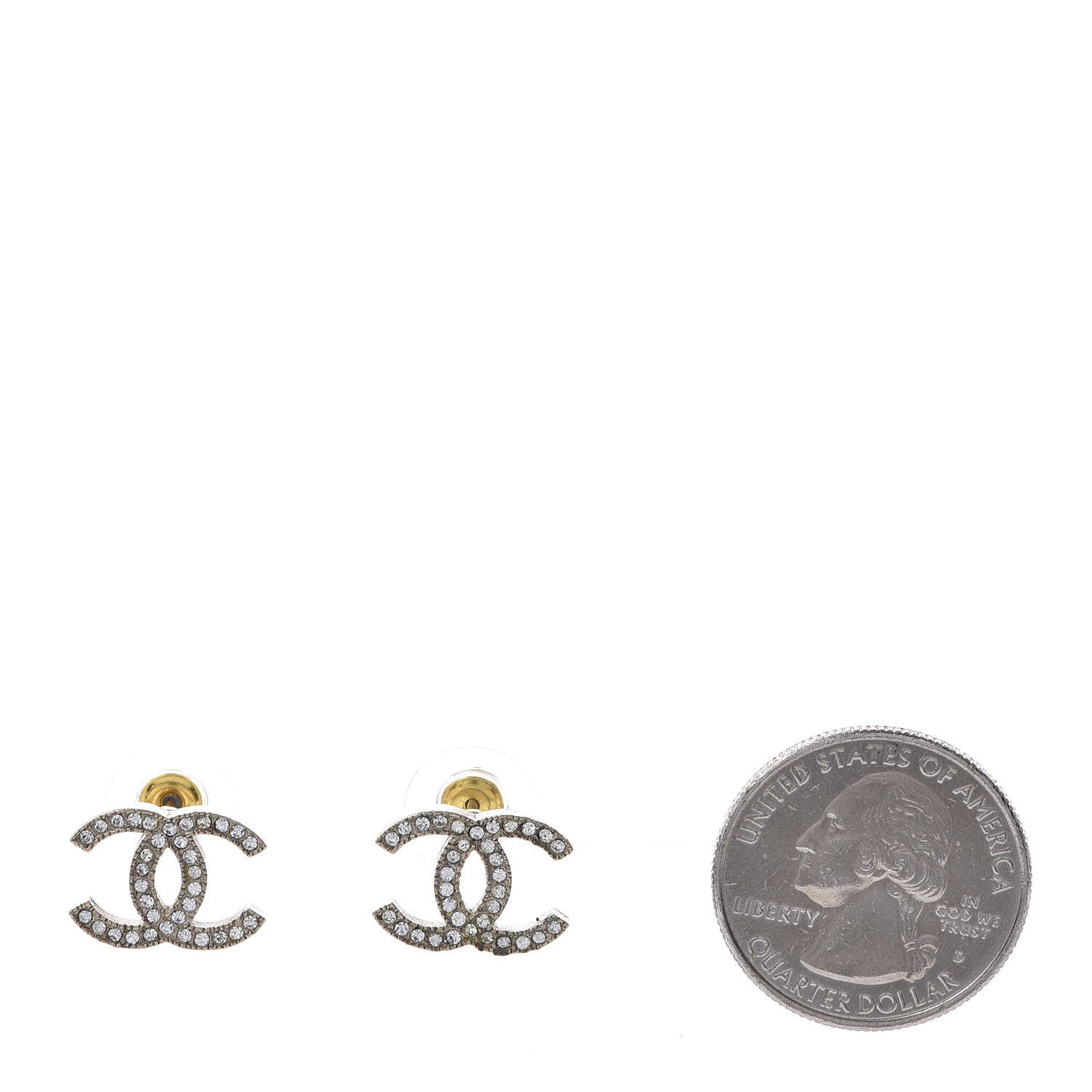 Chanel Crystal CC Earrings Light Gold 2 of 4