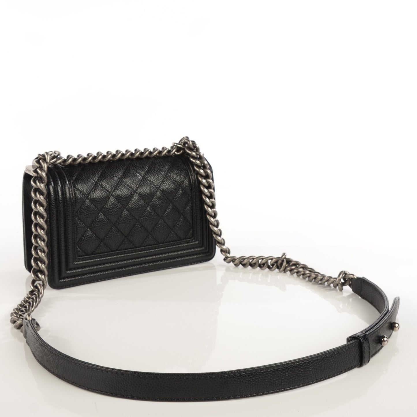 Caviar Quilted Small Boy Flap Black