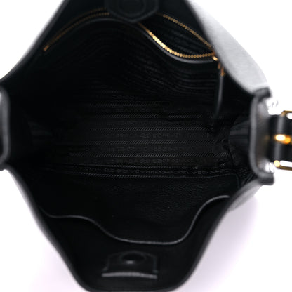 Prada Vitello Daino Hobo Messenger Bag Black 5 of 12