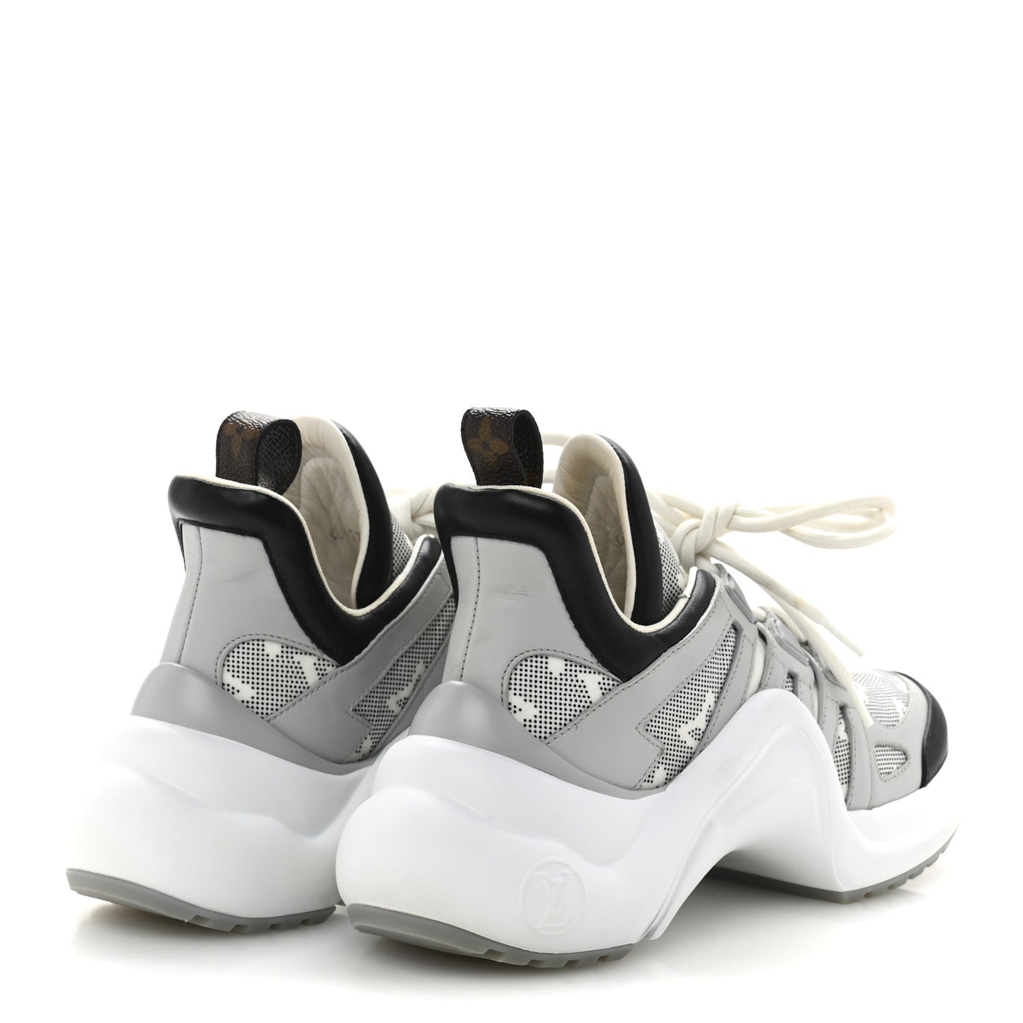 Calfskin Nylon Mahina Flight Mode LV Archlight Sneakers 36 Grey