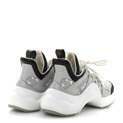 Louis Vuitton Calfskin Nylon Mahina Flight Mode LV Archlight Sneakers 36 Grey 5 of 10