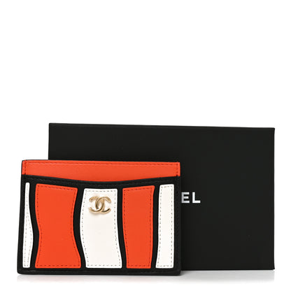 Chanel Calfskin Coco Beach Card Holder Orange White Black 8 of 8
