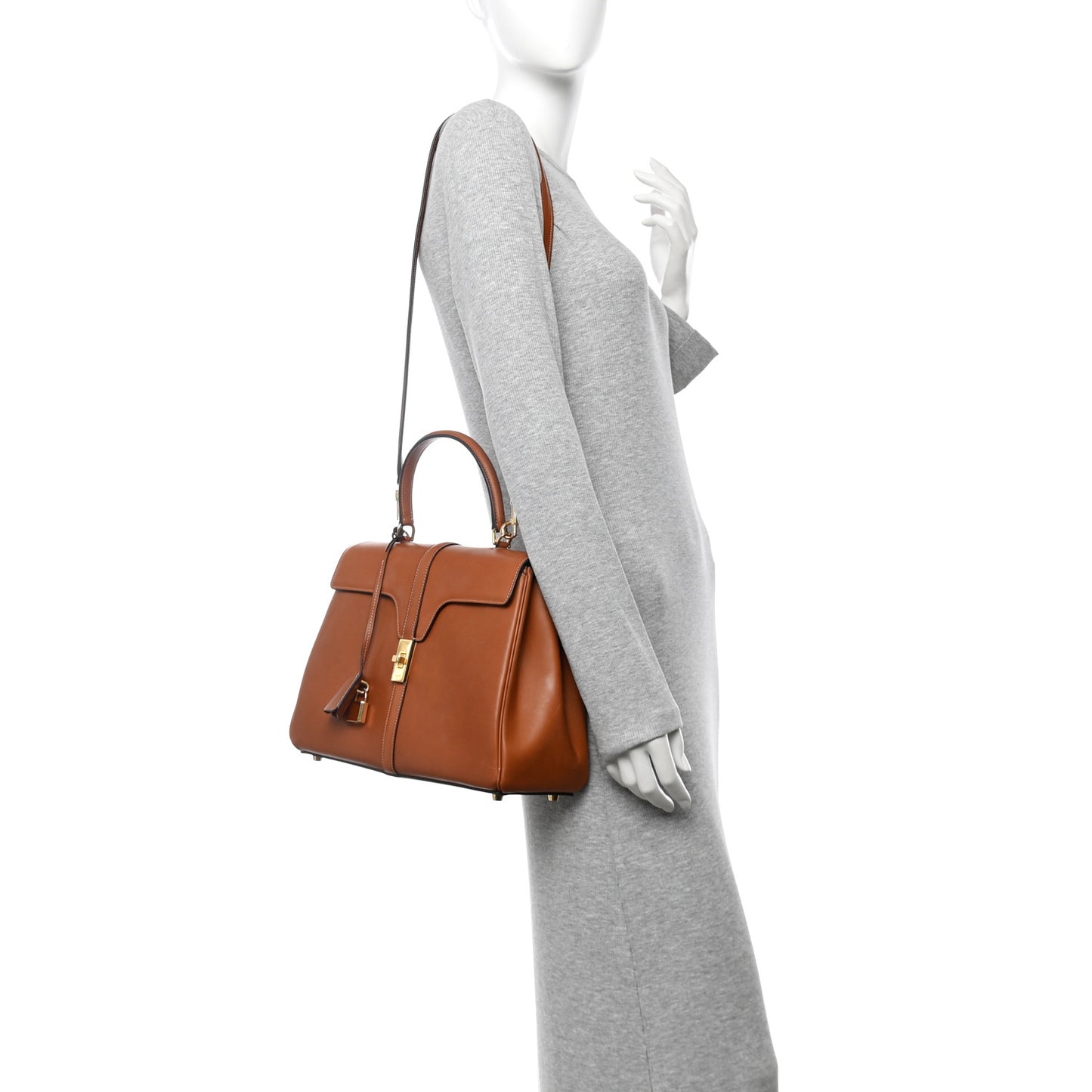 Grained Calfskin Classique 16 Top Handle Bag Tan