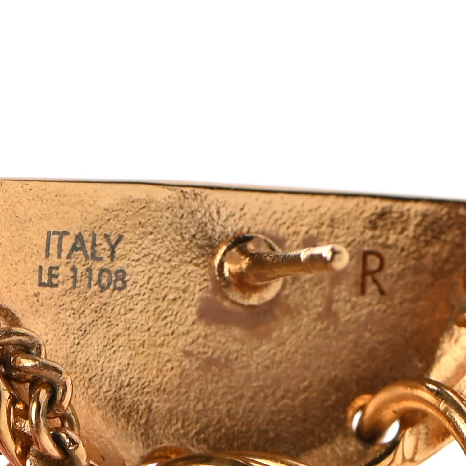 Louis Vuitton Brass Bionic Chain Earrings Gold 4 of 4