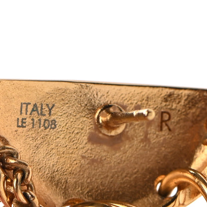 Louis Vuitton Brass Bionic Chain Earrings Gold 4 of 4
