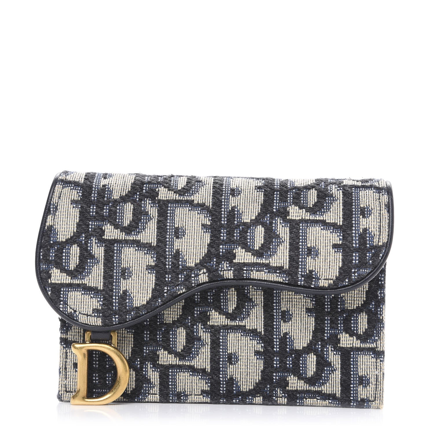 Christian Dior Oblique Saddle Card Holder Blue 1 of 8