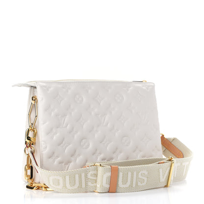 Louis Vuitton Lambskin Embossed Monogram Coussin PM Beige Cream 2 of 7