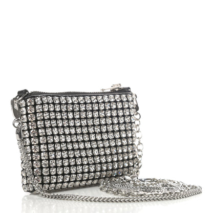 Alexander Wang Mesh Crystal Rhinestone Nano Heiress Shoulder Bag Black Silver 3 of 11