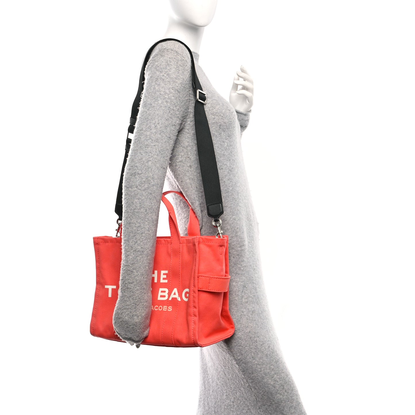 Cotton Canvas Medium The Traveler Tote Bag Electric Orange