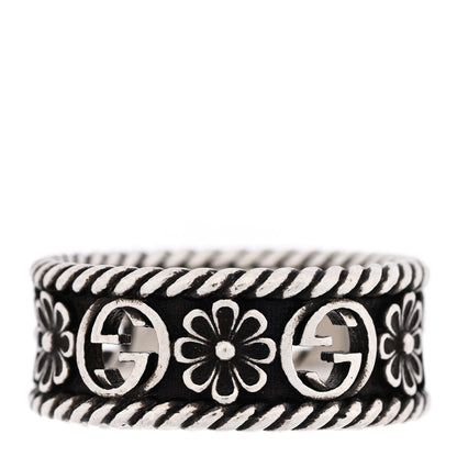 Gucci Sterling Silver Interlocking G Flower Ring 56 7.5 6 of 13