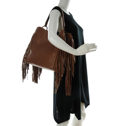 Prada Cervo Deerskin Fringe Hobo Cammello 2 of 8