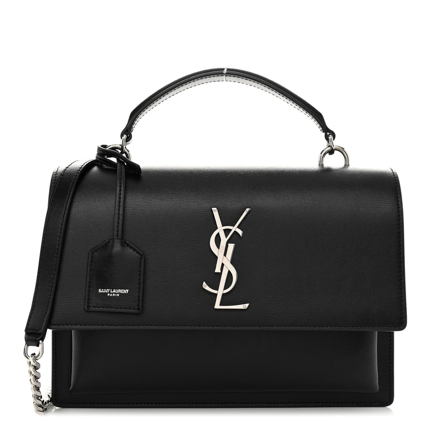 Smooth Calfskin Medium Monogram Sunset Satchel Black