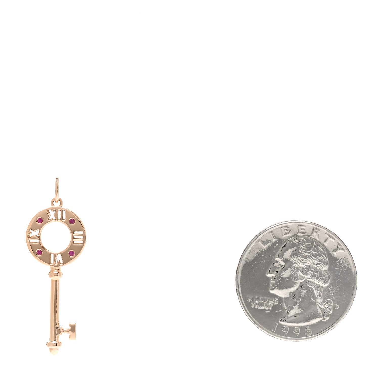 Tiffany 18K Rose Gold Ruby Atlas Pierced Key Pendant 2 of 3