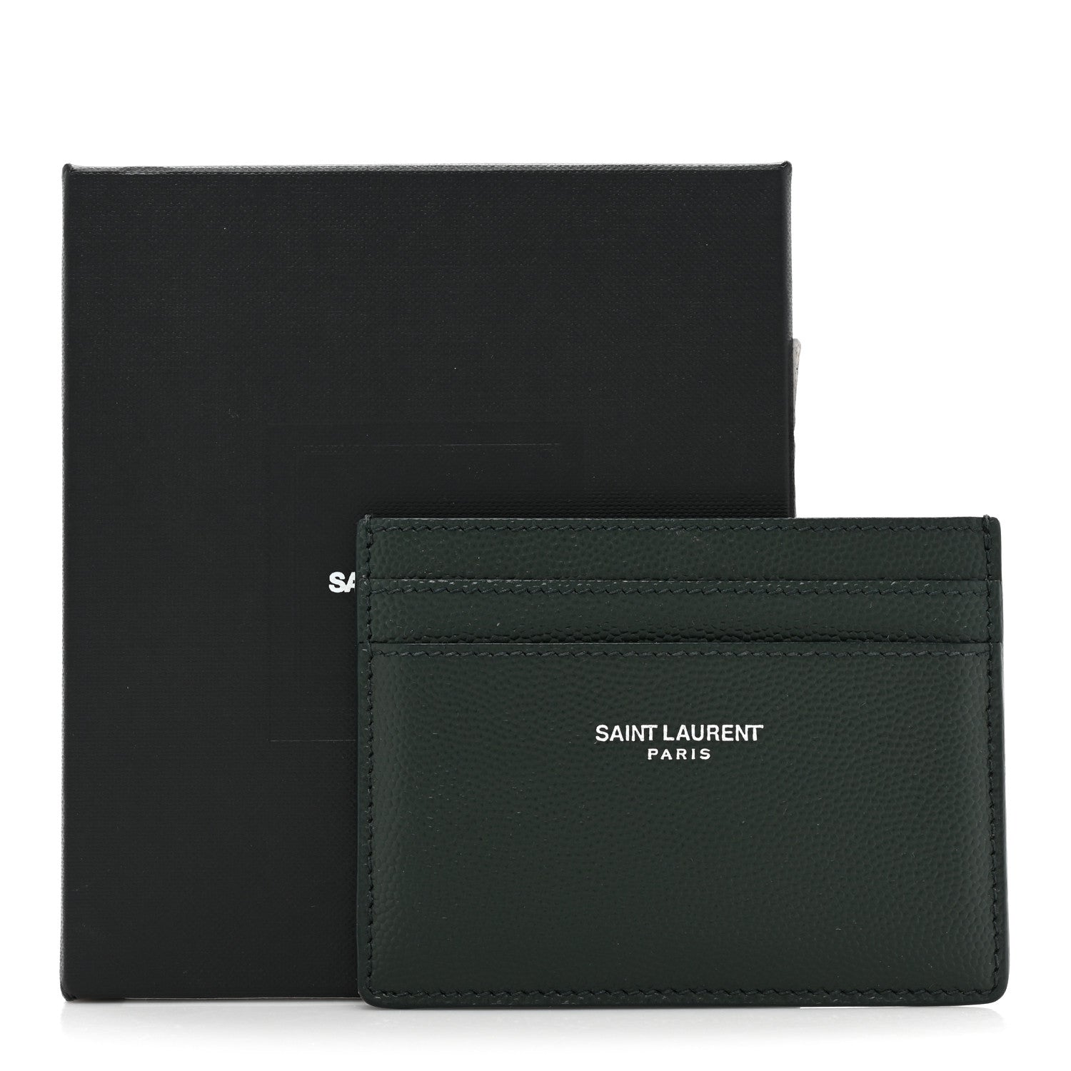 Saint Laurent Grain De Poudre Card Case New Vert Fonce 10 of 10