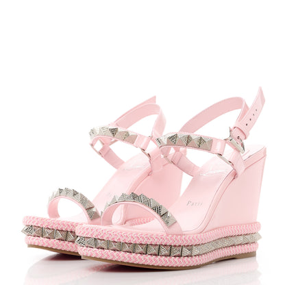 Christian Louboutin Patent Pyraclou 110 Wedge Sandals 38 Poupee 3 of 9