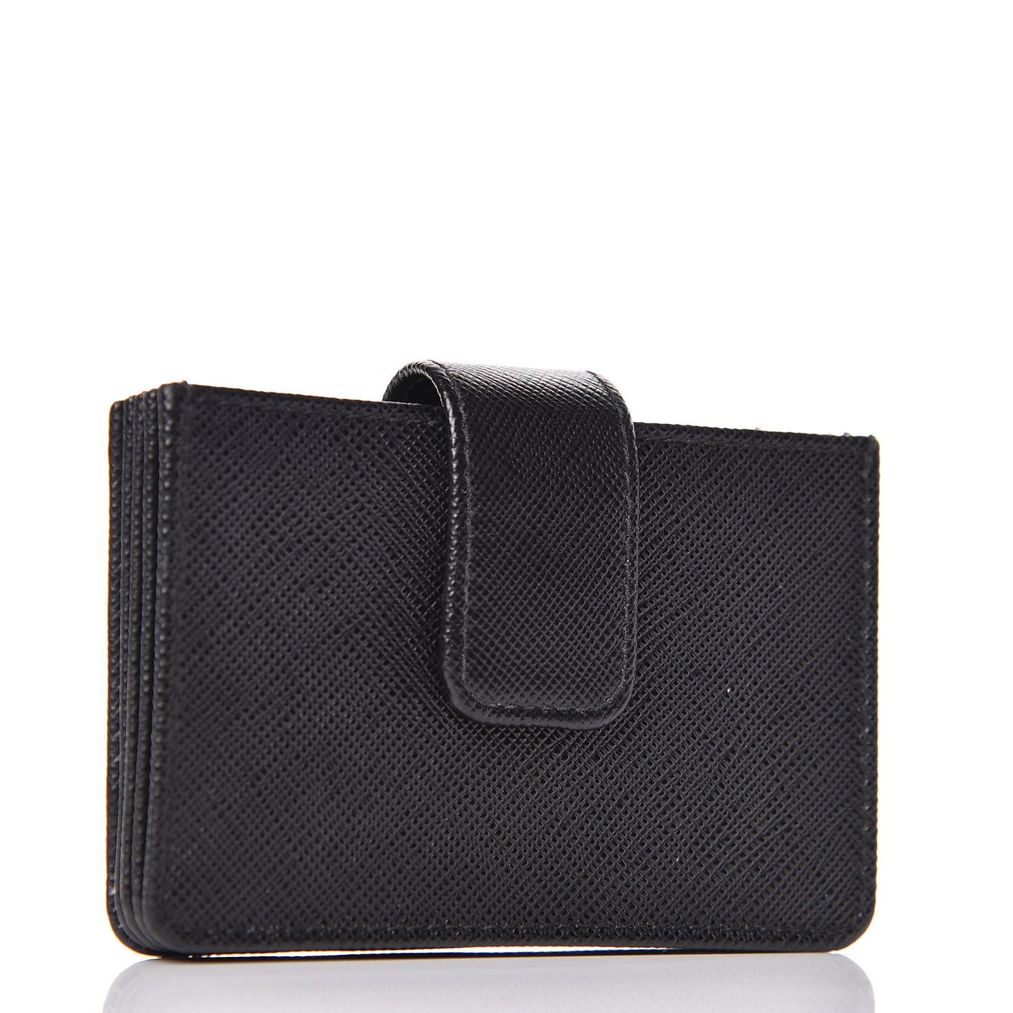 Saffiano Metal Gusseted Card Holder Black