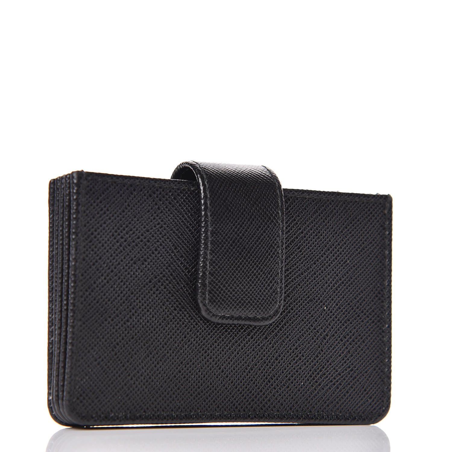 Prada Saffiano Metal Gusseted Card Holder Black 3 of 7