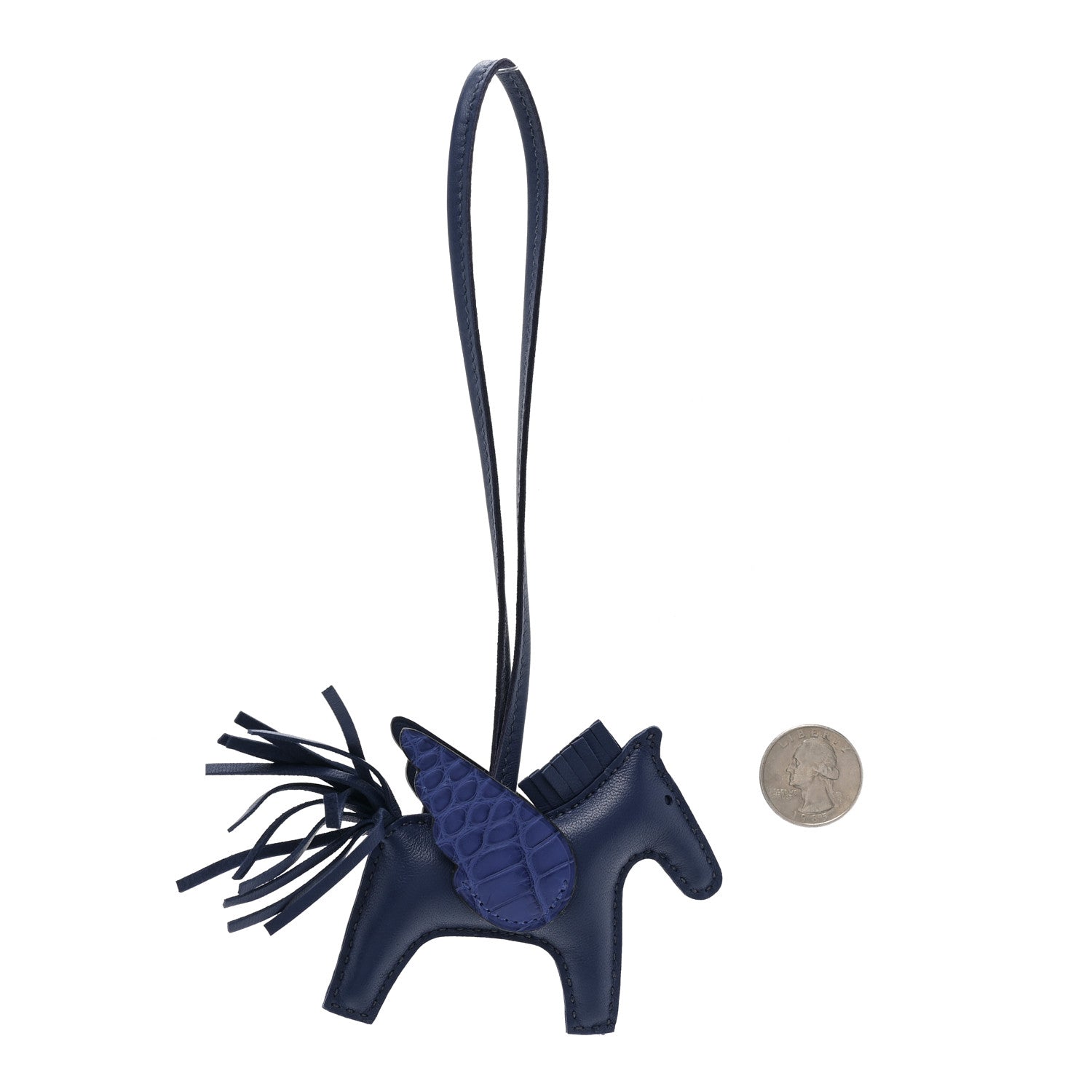 Hermes Milo Lambskin Matte Alligator Touch Grigri Rodeo Pegase Horse Bag Charm PM Bleu Saphir Bleu Saphir 2 of 4