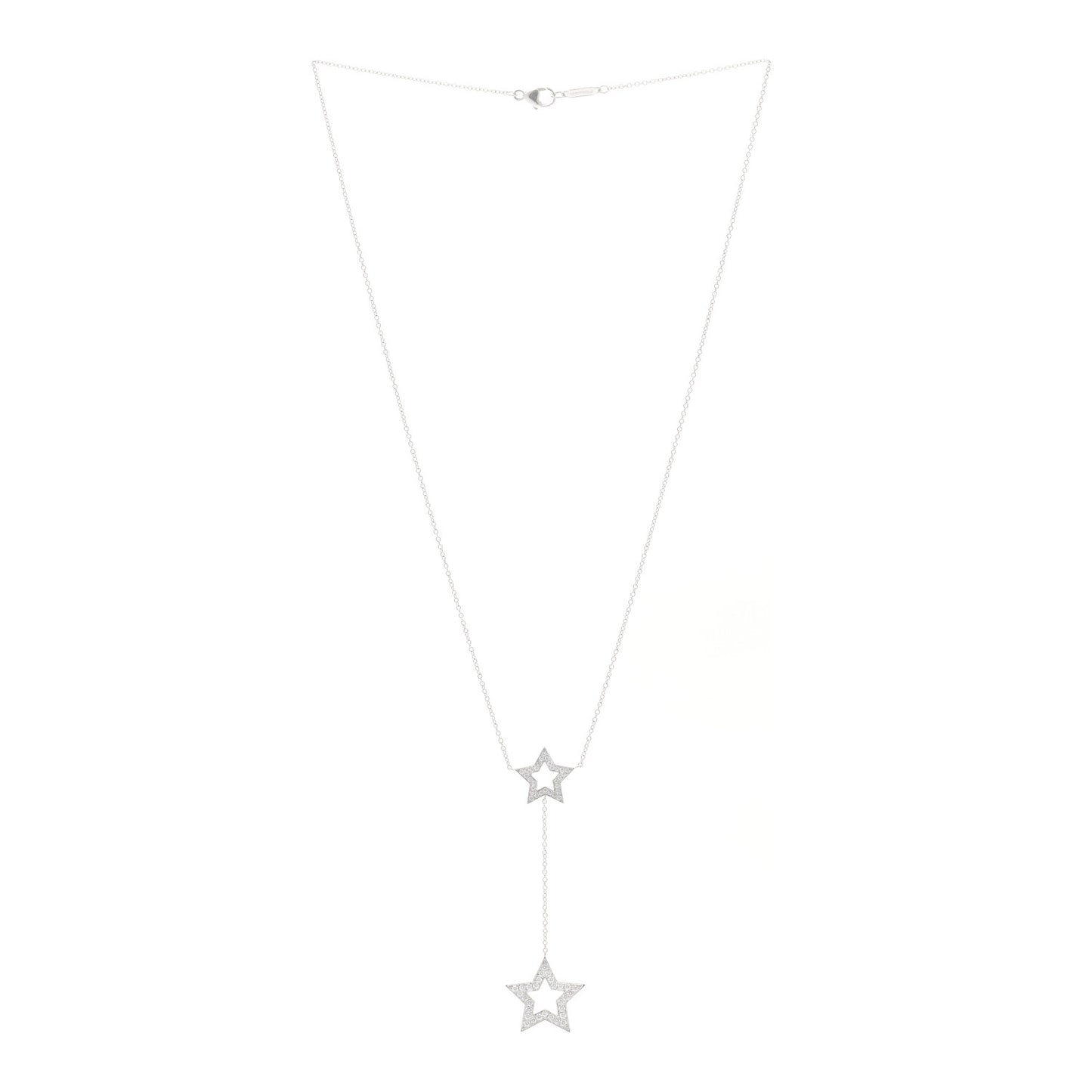 Platinum Diamond Star Lariat Necklace