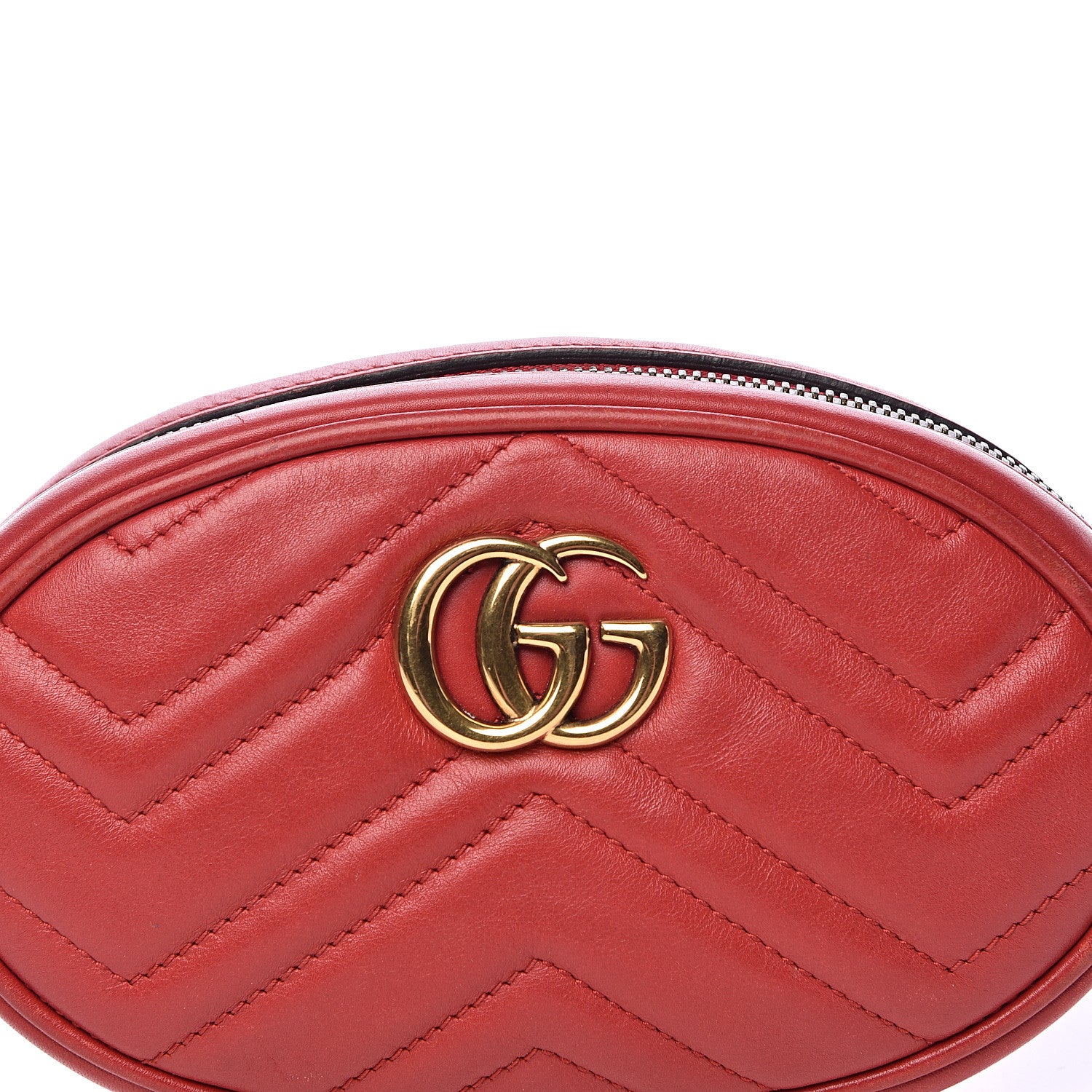 Gucci Calfskin Matelasse GG Marmont Belt Bag 105 42 Hibiscus Red 14 of 16
