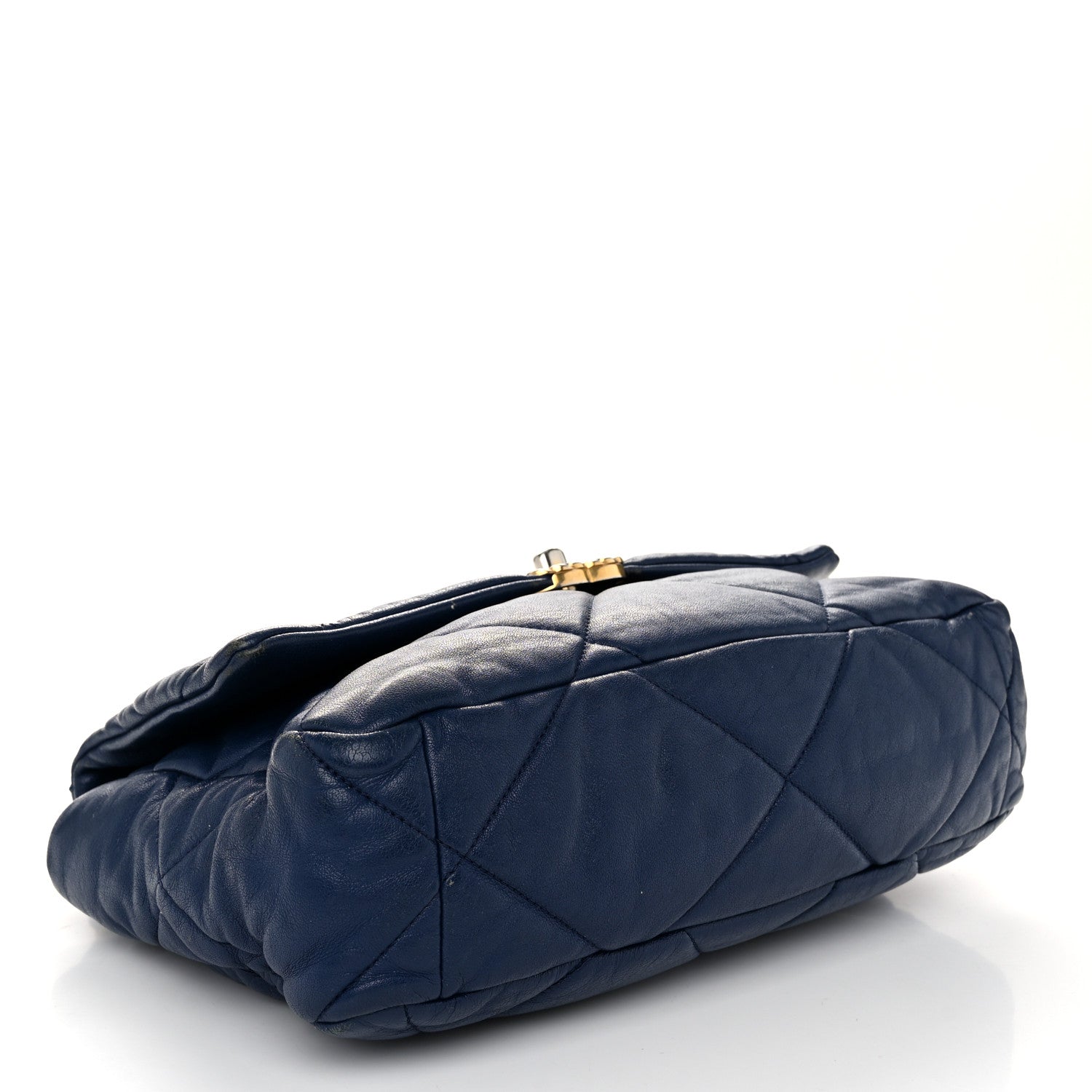 Chanel Goatskin Quilted Large Chanel 19 Flap Dark Blue 4 of 15