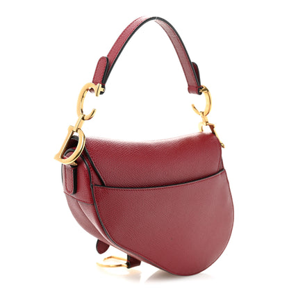 Christian Dior Grained Calfskin Mini Saddle Bag Red 3 of 10