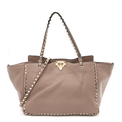 Valentino Garavani Pebbled Calfskin Medium Rockstud Tote Poudre 1 of 10