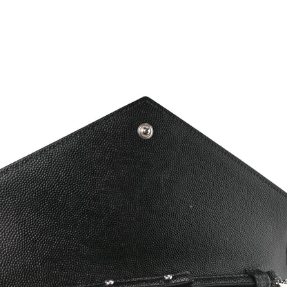Saint Laurent Grain De Poudre Matelasse Chevron Monogram Chain Wallet Black 11 of 11