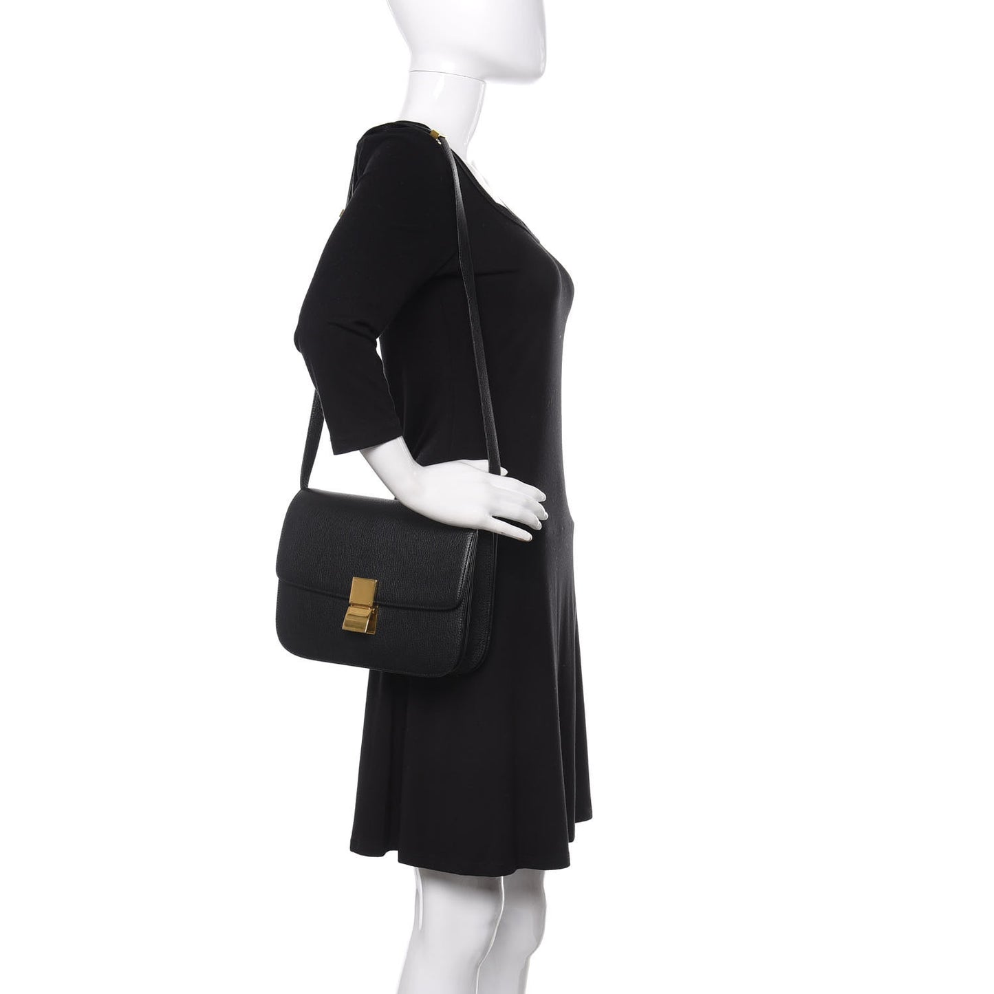 Goatskin Medium Classic Box Flap Bag Black