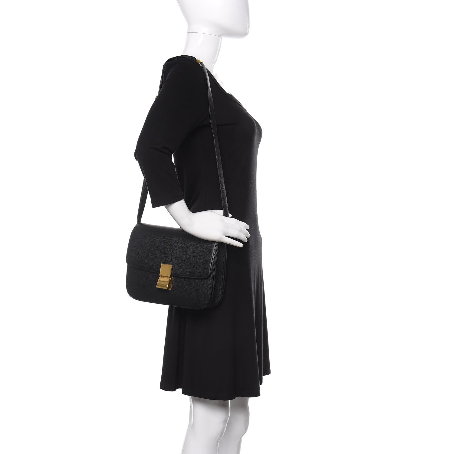 Celine Goatskin Medium Classic Box Flap Bag Black 2 of 9