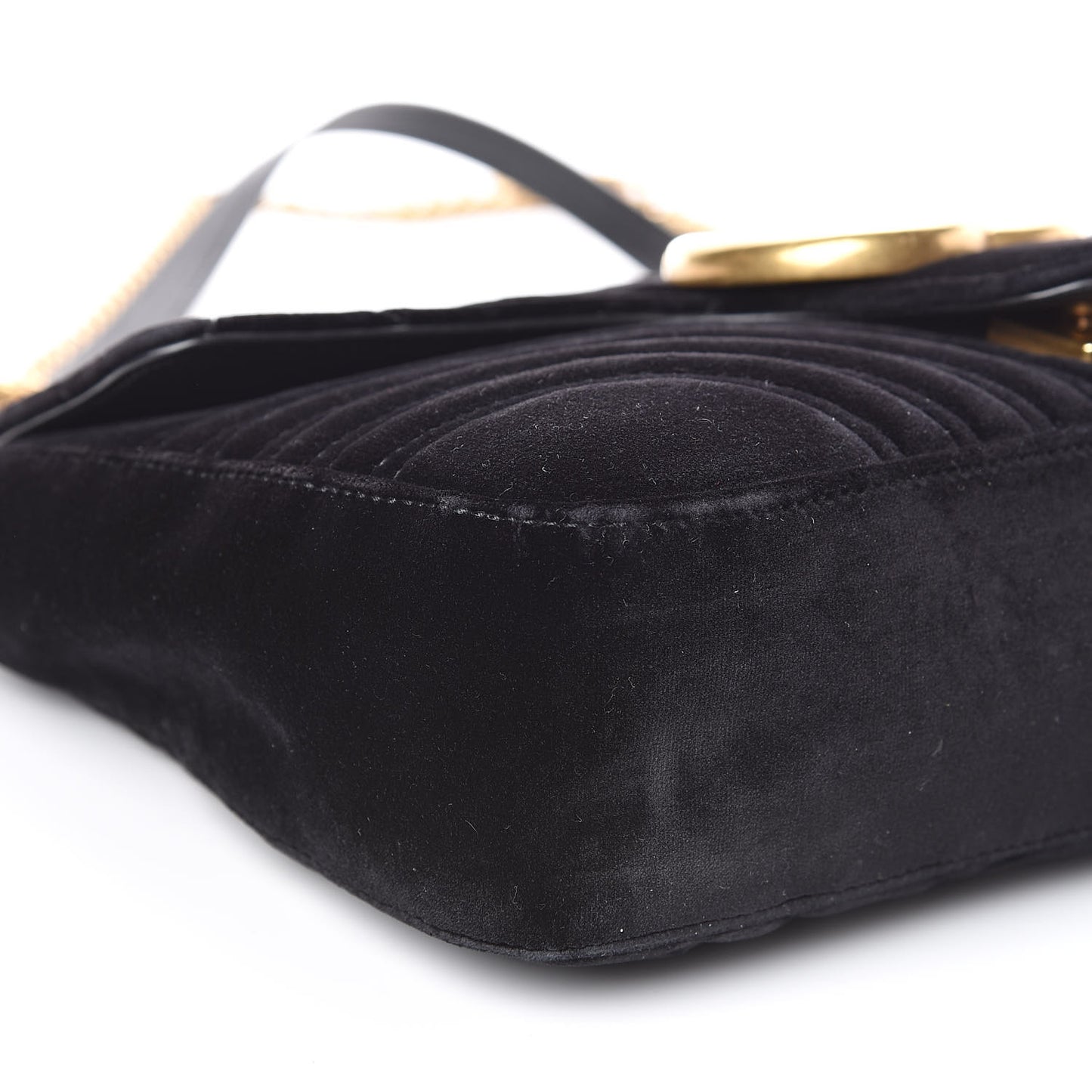 Velvet Matelasse Medium GG Marmont Shoulder Bag Black