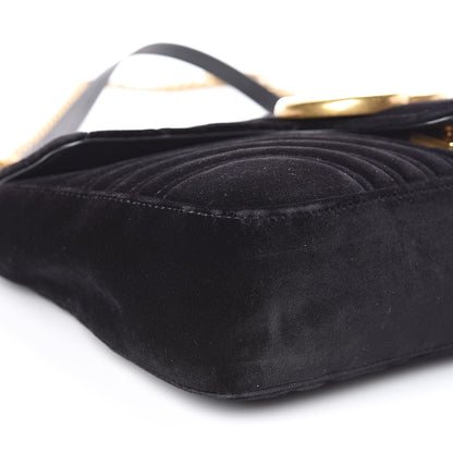 Gucci Velvet Matelasse Medium GG Marmont Shoulder Bag Black 8 of 14
