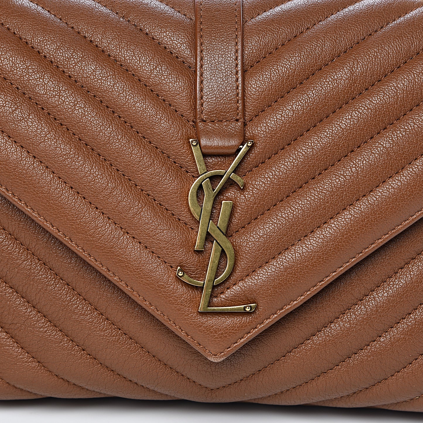 Calfskin Matelasse Chevron Monogram Medium College Bag Brick