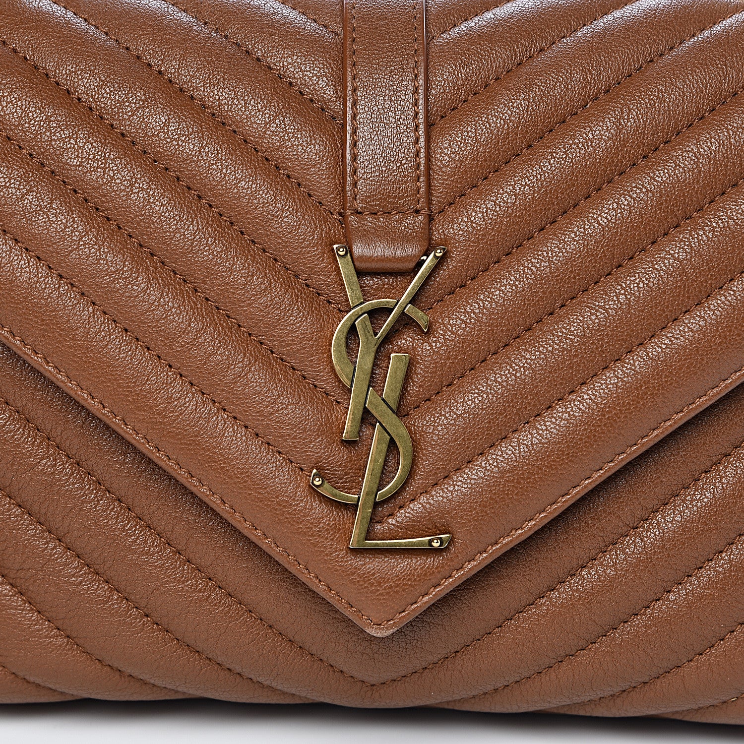Saint Laurent Calfskin Matelasse Chevron Monogram Medium College Bag Brick 9 of 9