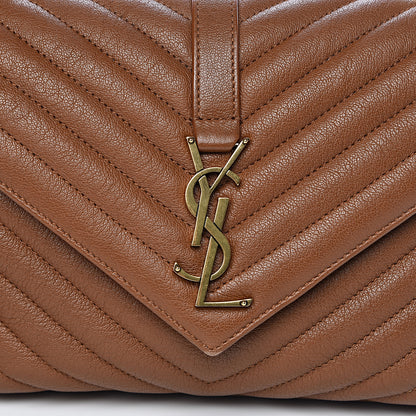 Saint Laurent Calfskin Matelasse Chevron Monogram Medium College Bag Brick 9 of 9